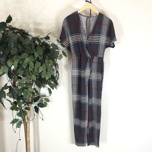 Lush Plaid Short Sleeve Jumpsuit